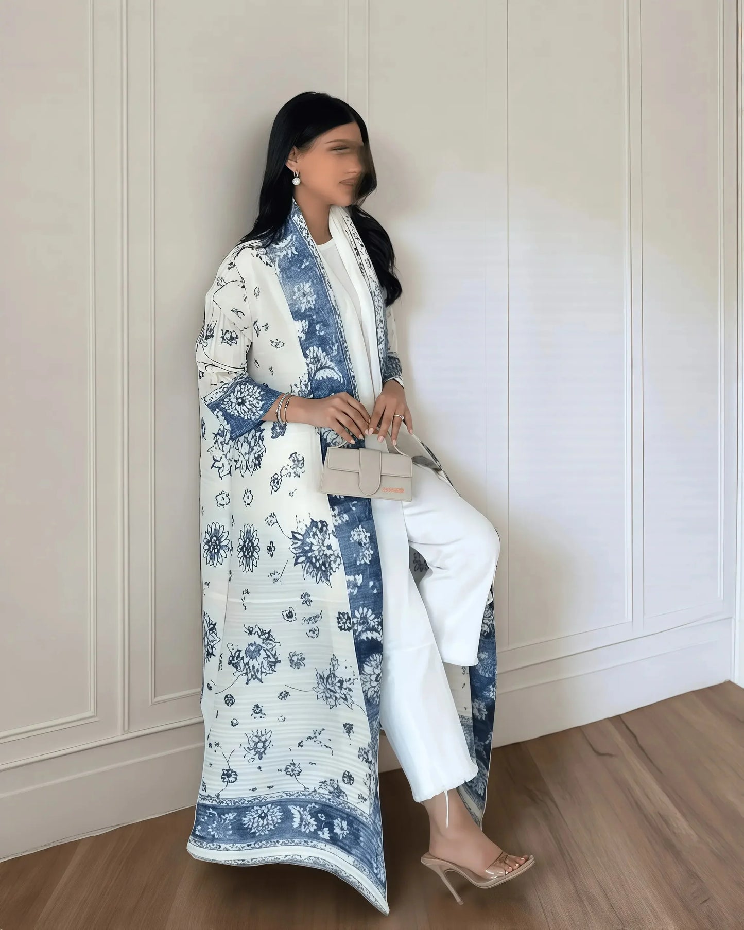 New Season Modest Long Coat – Printed Abaya Style with Waist Tie