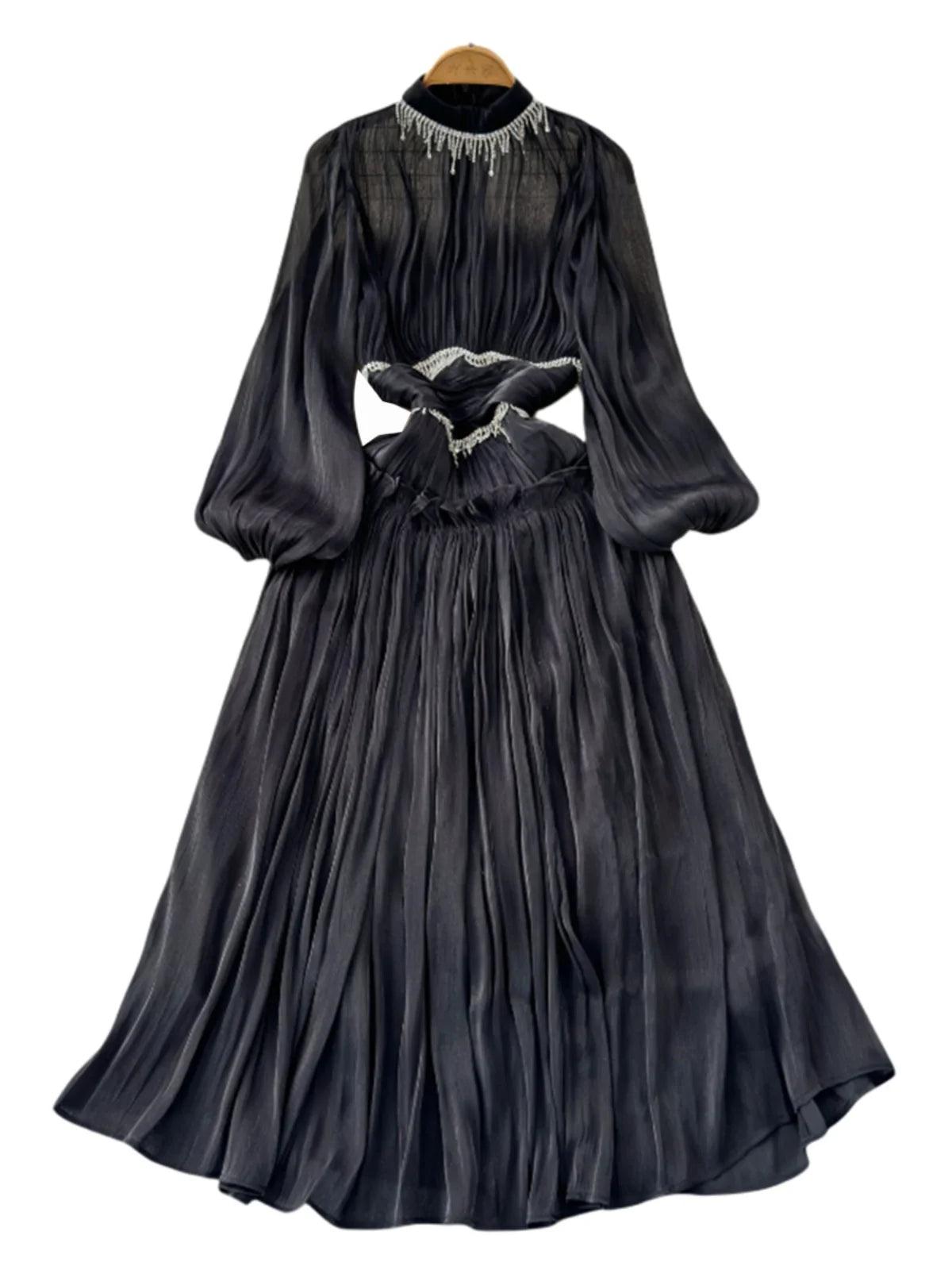 Elegant Diamond Ruffle Skirt – Wrap Waist A-Line