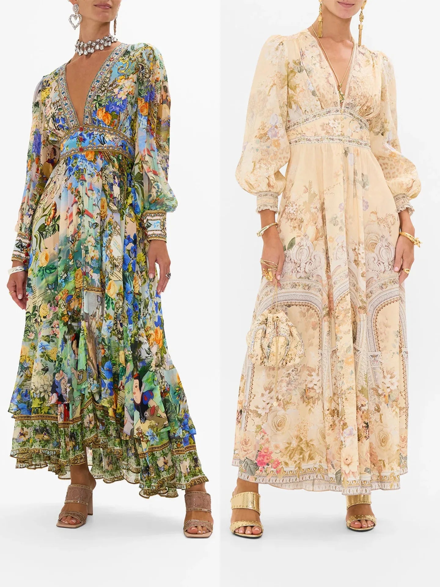 πΌ Boho Bubble Sleeve Maxi β Waist-Tied V-Neck Summer Dress