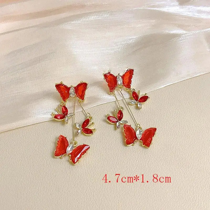 Elegant Butterfly Tassel Earrings – 925 Silver Sparkle