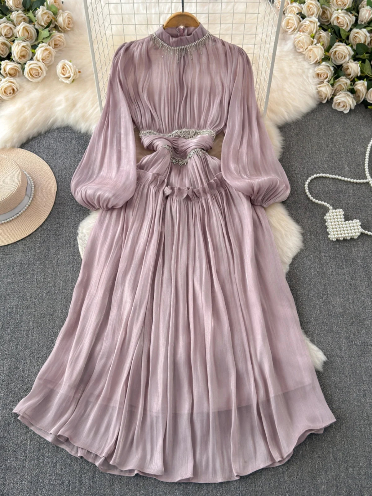 Elegant Diamond Ruffle Skirt – Wrap Waist A-Line