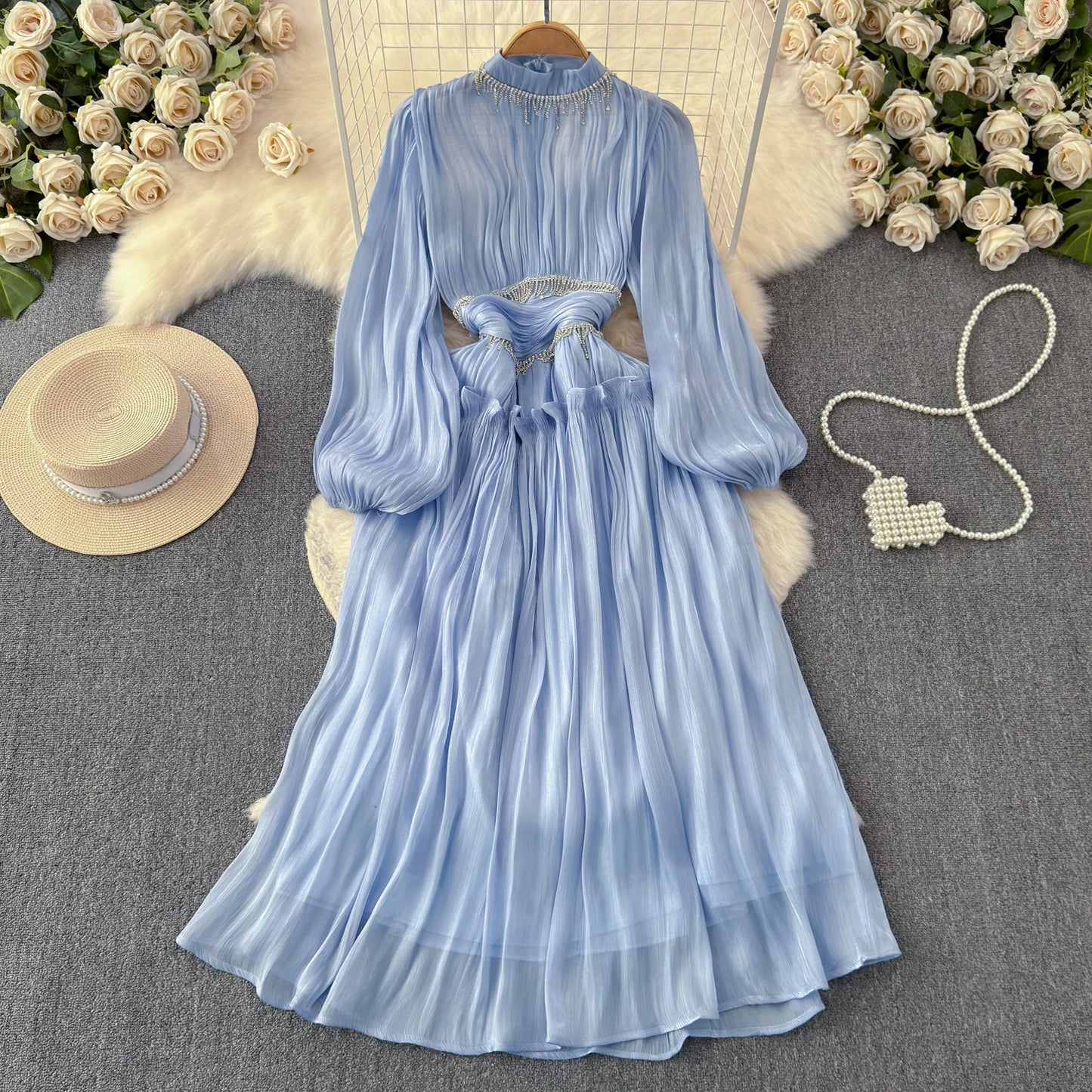 Elegant Diamond Ruffle Skirt – Wrap Waist A-Line