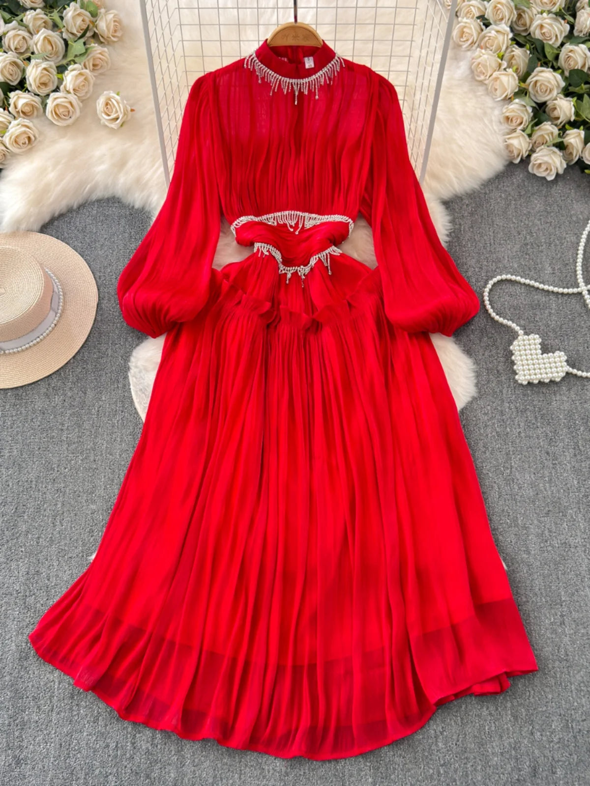 Elegant Diamond Ruffle Skirt – Wrap Waist A-Line