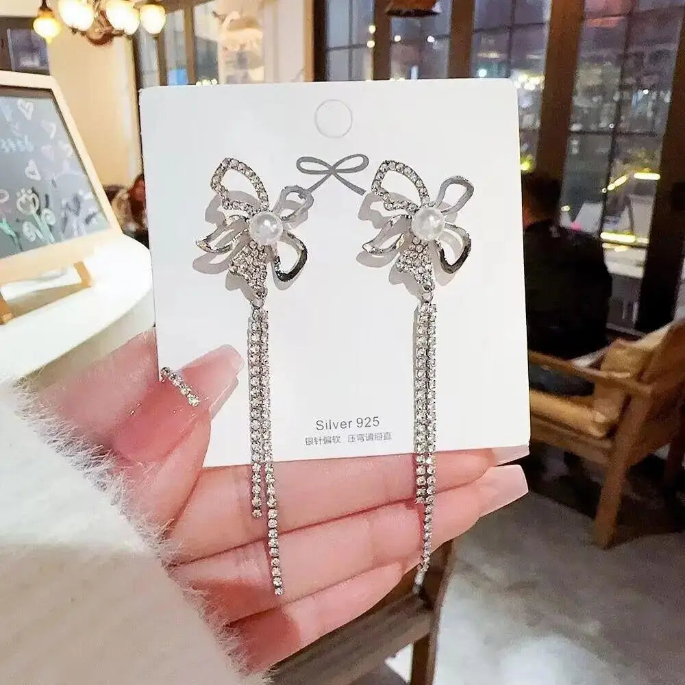 Elegant Butterfly Tassel Earrings – 925 Silver Sparkle