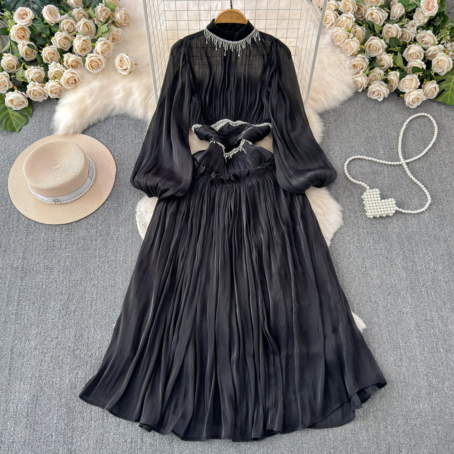 Elegant Diamond Ruffle Skirt – Wrap Waist A-Line