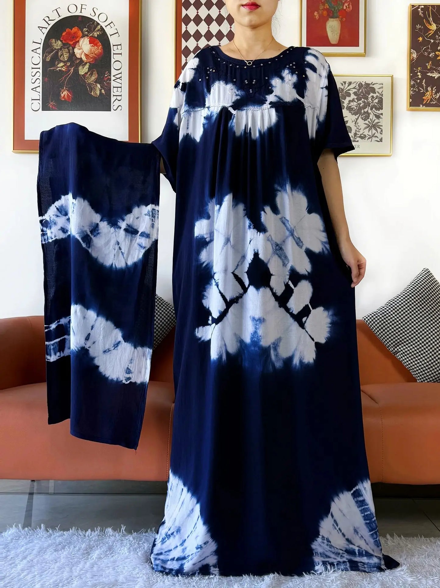 Latest Holiday Party Dress – Bohemian Cotton Maxi with African-Inspired Print