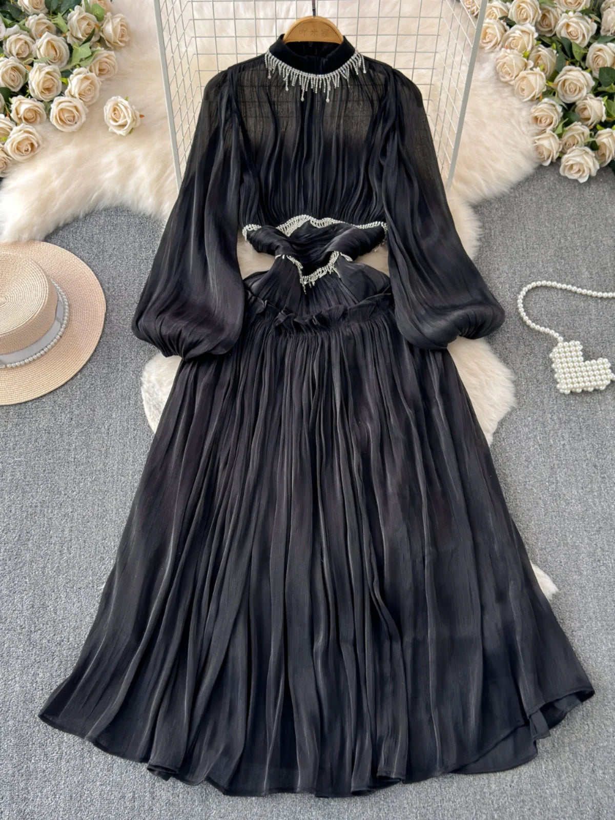 Elegant Diamond Ruffle Skirt – Wrap Waist A-Line