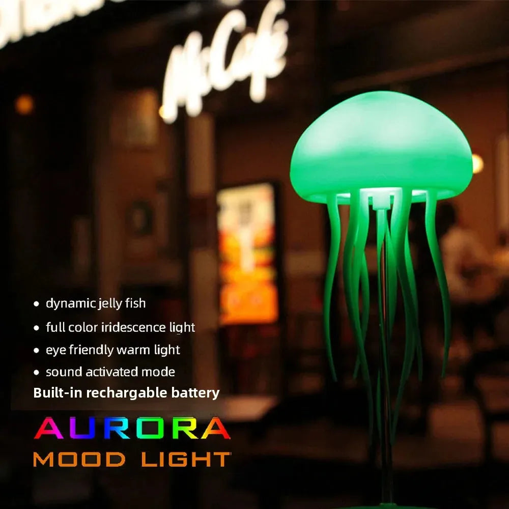 Jellyfish LED Night Light – USB Rechargeable, RGB Color-Changing, Foldable Tentacle Lamp with Polished Base
