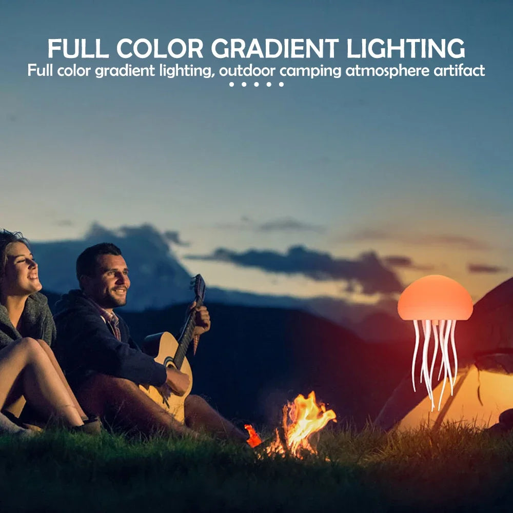 Jellyfish LED Night Light – USB Rechargeable, RGB Color-Changing, Foldable Tentacle Lamp with Polished Base