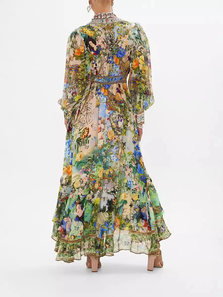 πΌ Boho Bubble Sleeve Maxi β Waist-Tied V-Neck Summer Dress