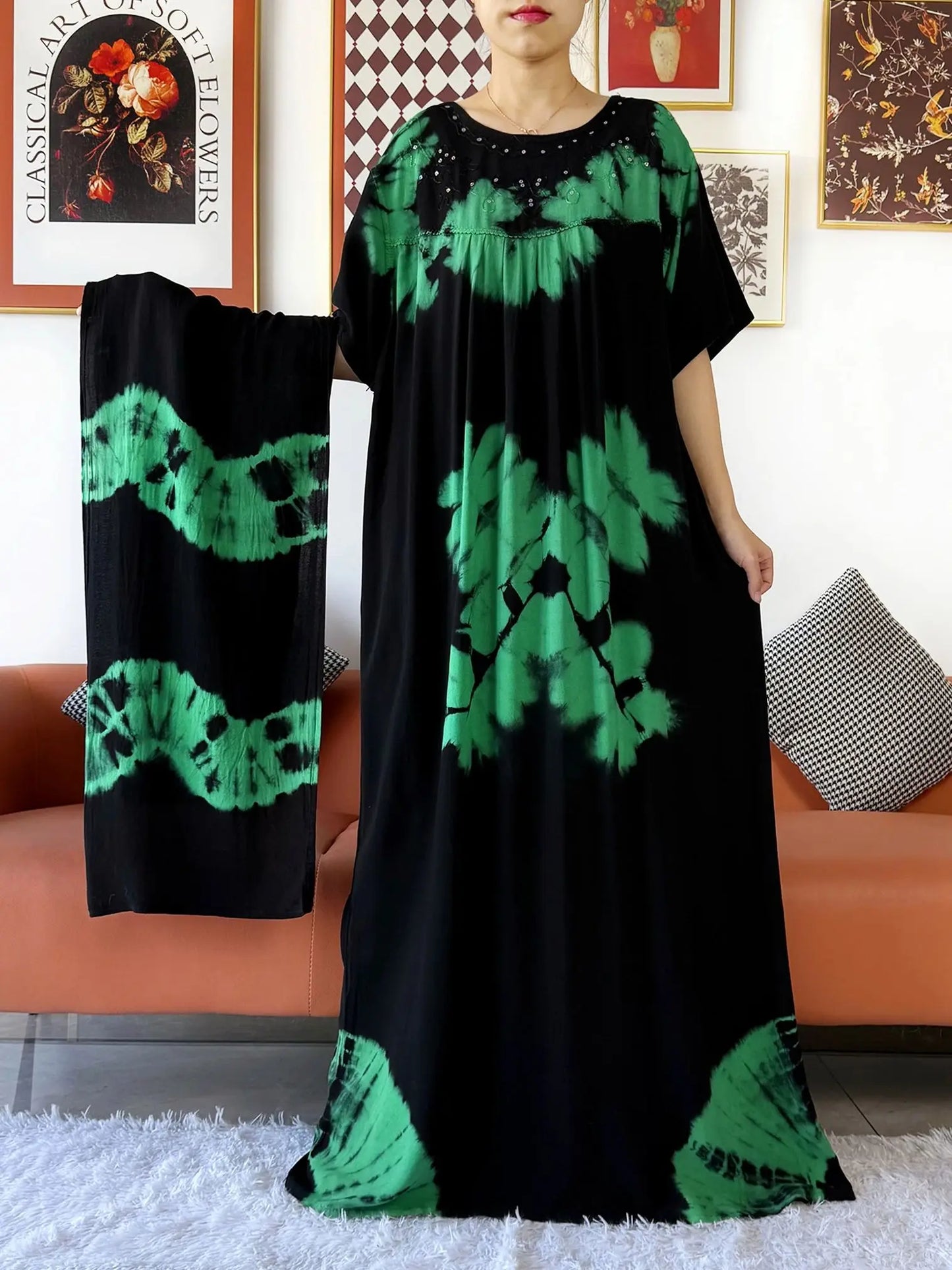 Latest Holiday Party Dress – Bohemian Cotton Maxi with African-Inspired Print