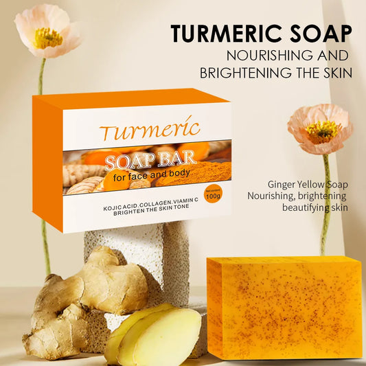 5x Turmeric & Lemon Kojic Acid Soaps – Handmade Bars for Glowing Skin