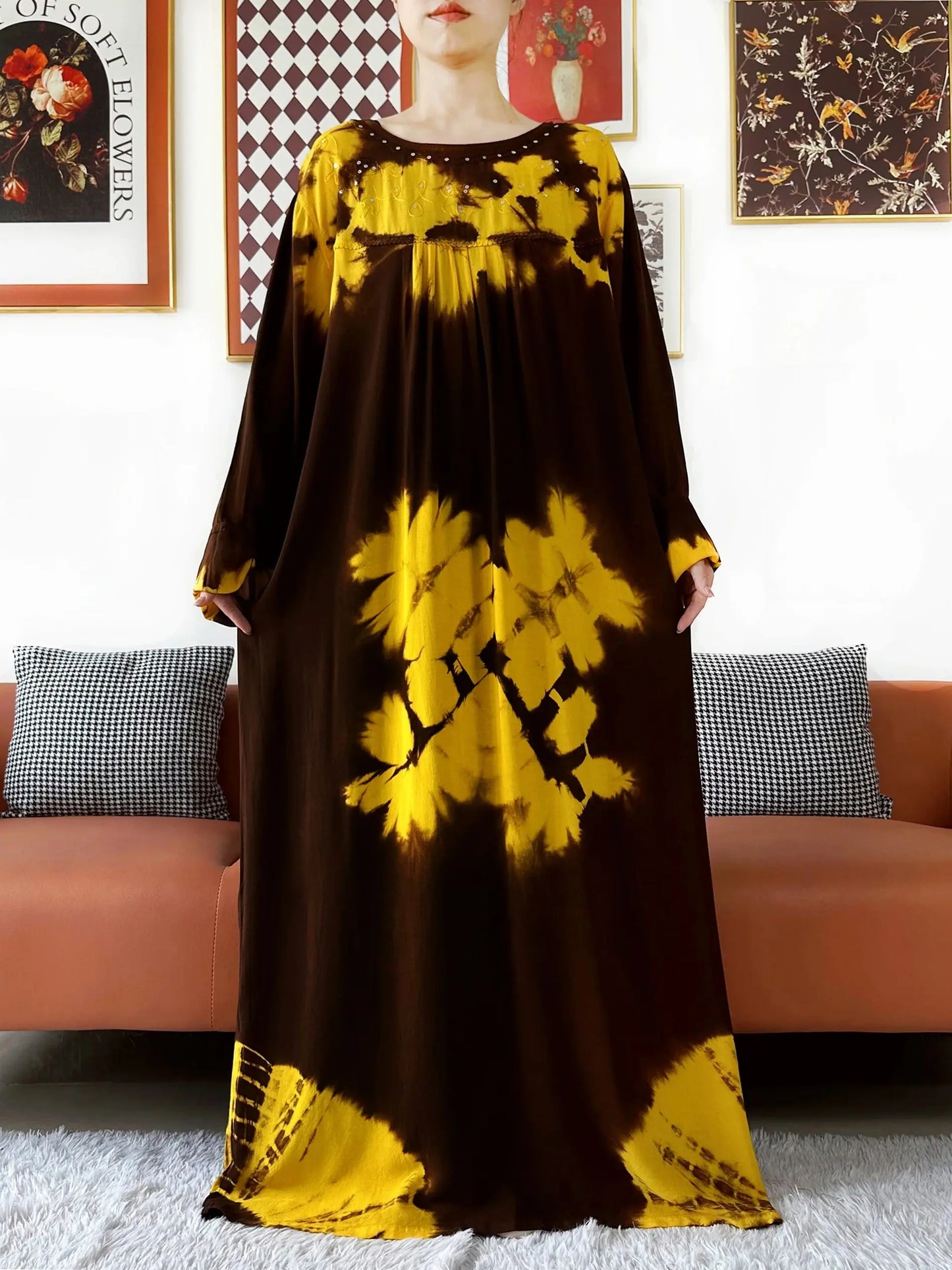 Latest Holiday Party Dress – Bohemian Cotton Maxi with African-Inspired Print
