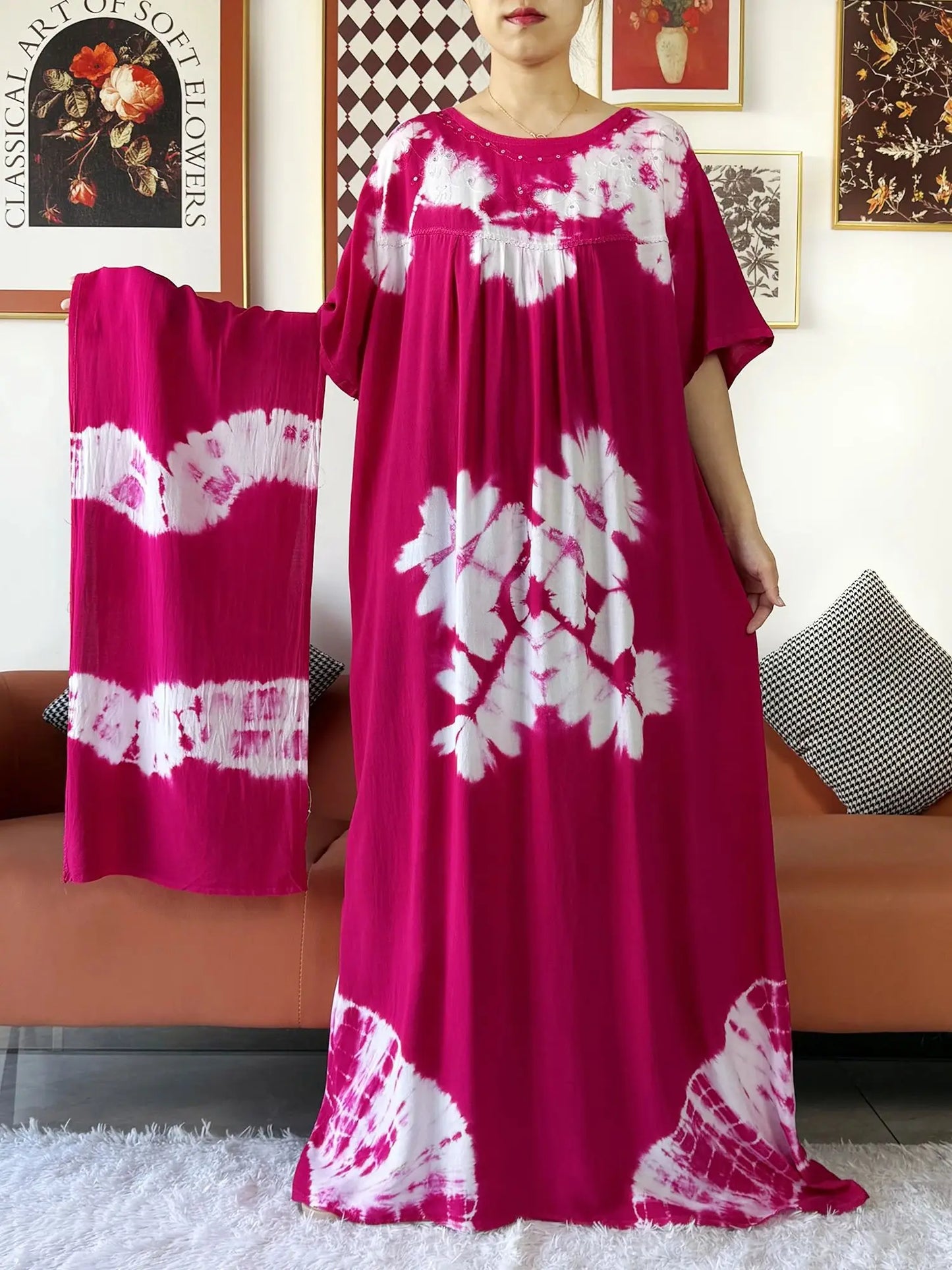 Latest Holiday Party Dress – Bohemian Cotton Maxi with African-Inspired Print