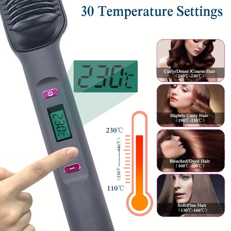 Hot Comb Hair Straightener Brush Anti-Scald, Ionic & Multifunctional