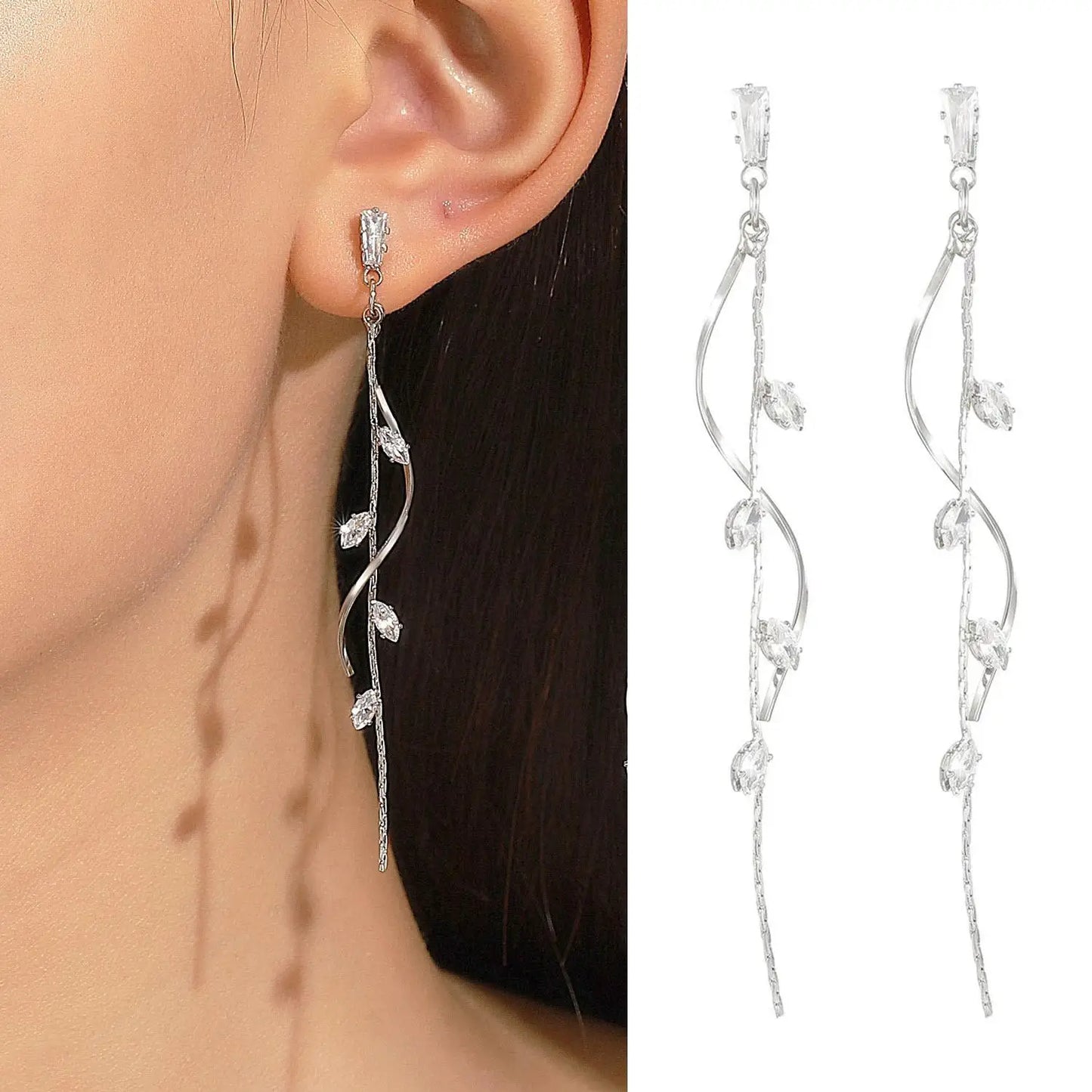 Elegant Butterfly Tassel Earrings – 925 Silver Sparkle
