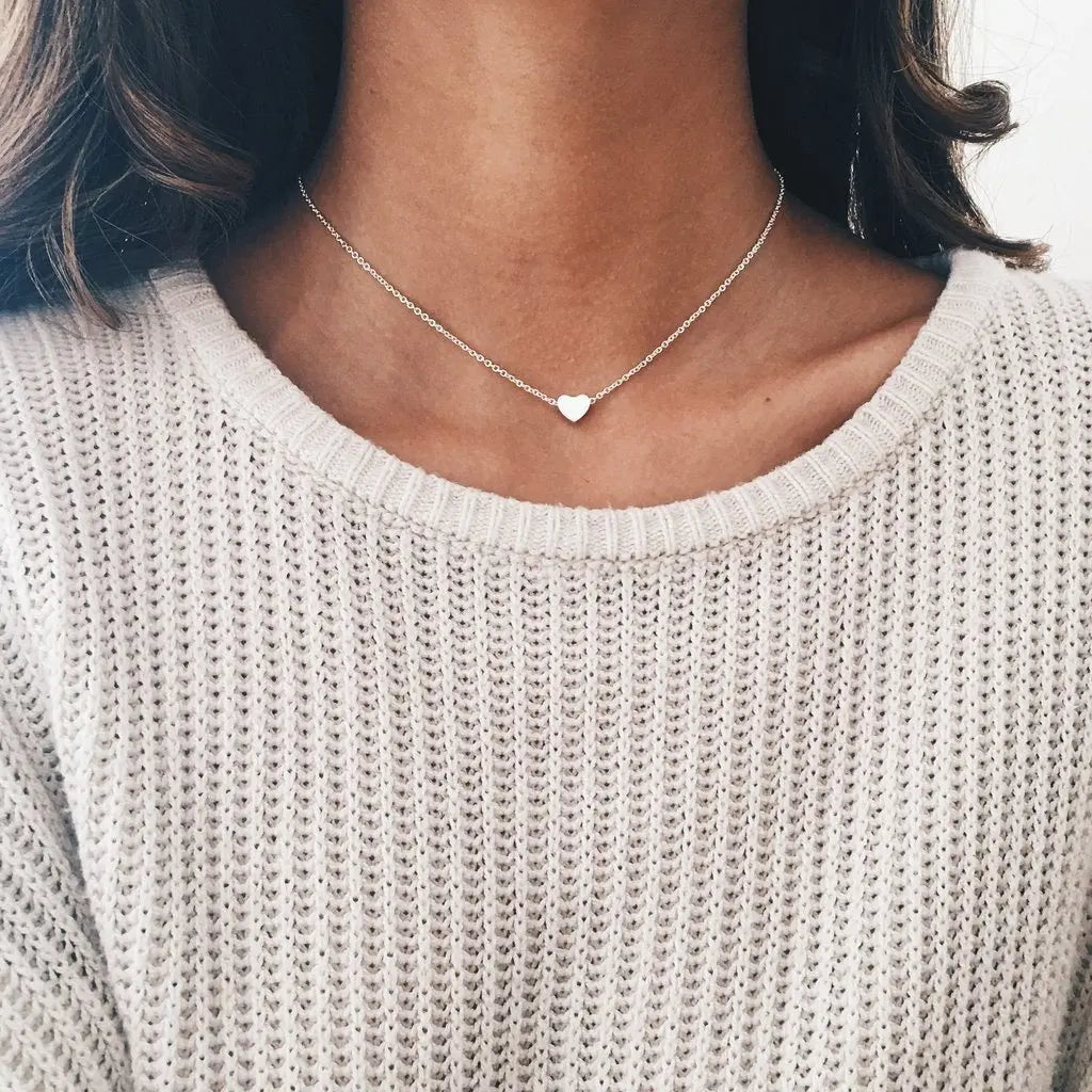 Double Layer Pearl Choker – Heart Pendant Necklace for Women