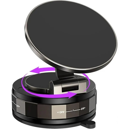 360° Magnetic Car Phone Holder – Foldable, Strong Suction Mount for Dashboard, Glass & Tile