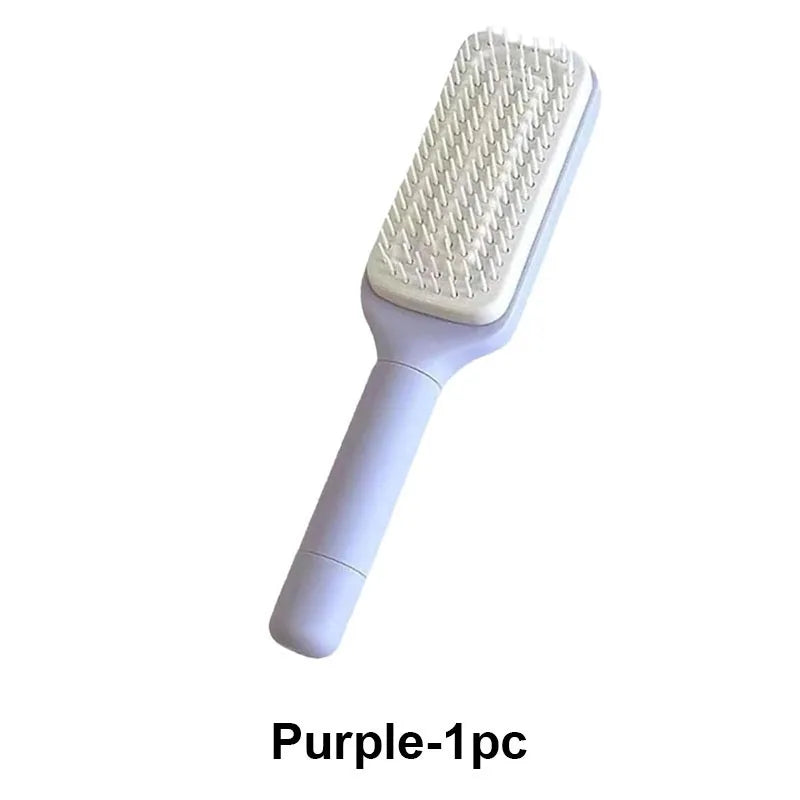 Self-Cleaning Hairbrush – Anti-Static Comb with Massage Bristles & One-Key Hair Removal