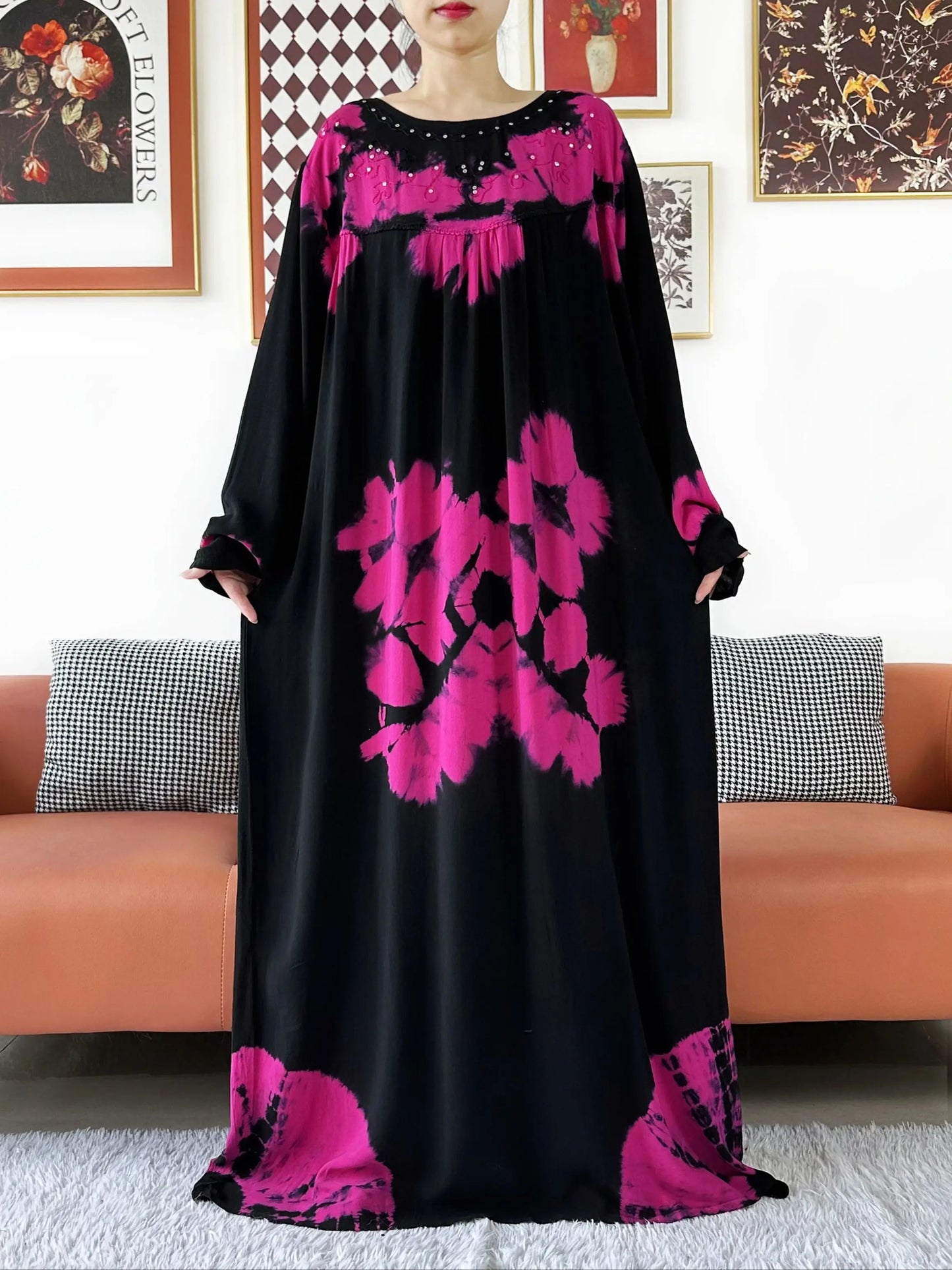 Latest Holiday Party Dress – Bohemian Cotton Maxi with African-Inspired Print