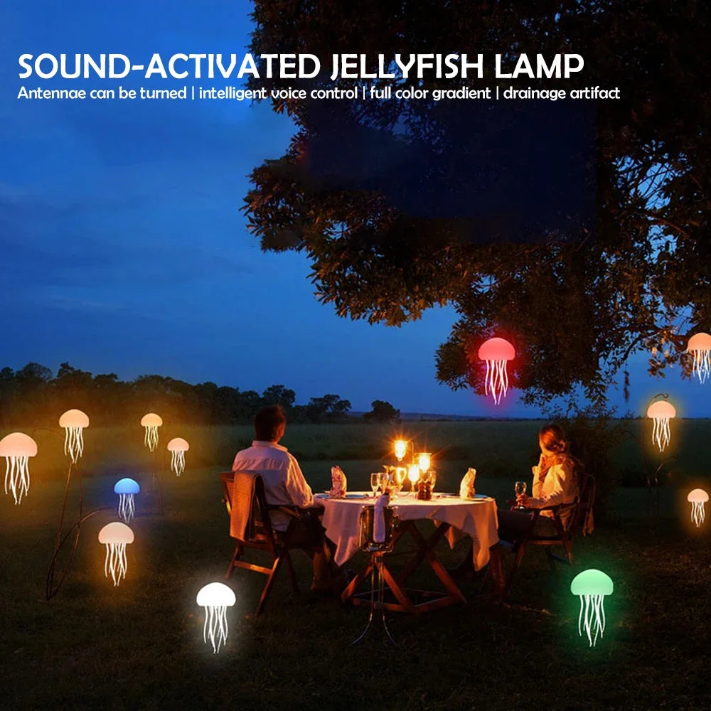 Jellyfish LED Night Light – USB Rechargeable, RGB Color-Changing, Foldable Tentacle Lamp with Polished Base
