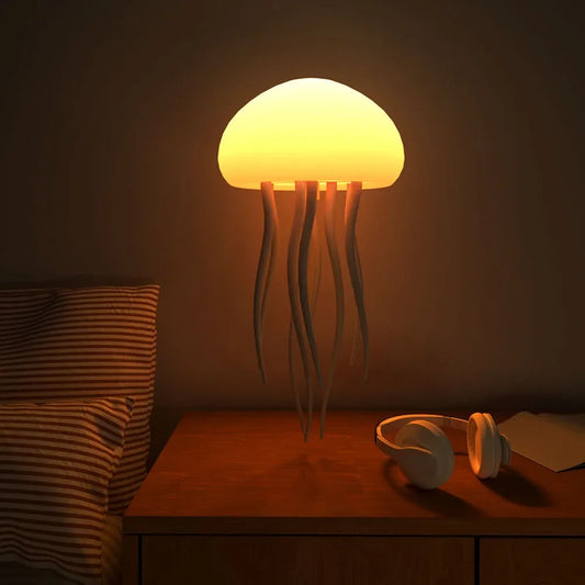 Jellyfish LED Night Light – USB Rechargeable, RGB Color-Changing, Foldable Tentacle Lamp with Polished Base