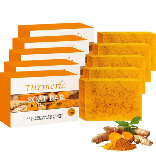 5x Turmeric & Lemon Kojic Acid Soaps – Handmade Bars for Glowing Skin