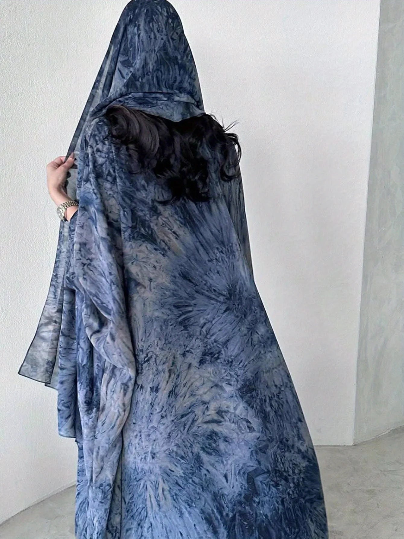 Tie-Dye Open Front Maxi Caftan – Flowing Sleeves & Effortless Style