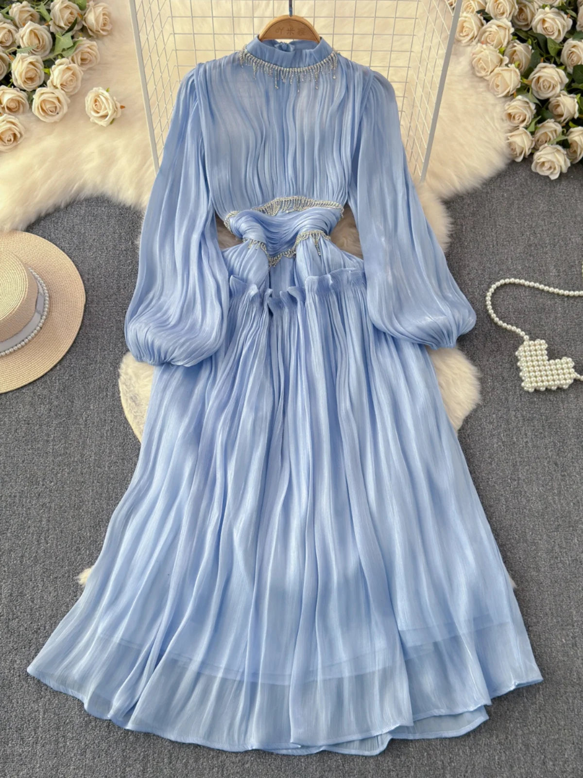 Elegant Diamond Ruffle Skirt – Wrap Waist A-Line