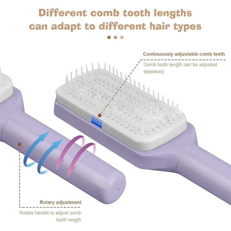 Self-Cleaning Hairbrush – Anti-Static Comb with Massage Bristles & One-Key Hair Removal