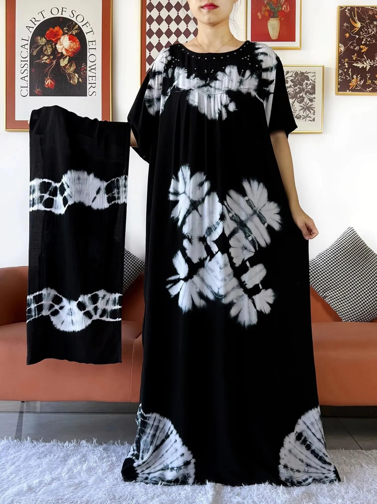 Latest Holiday Party Dress – Bohemian Cotton Maxi with African-Inspired Print