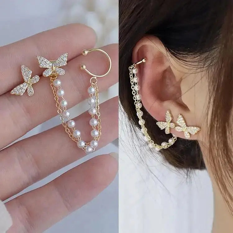 Elegant Butterfly Tassel Earrings – 925 Silver Sparkle