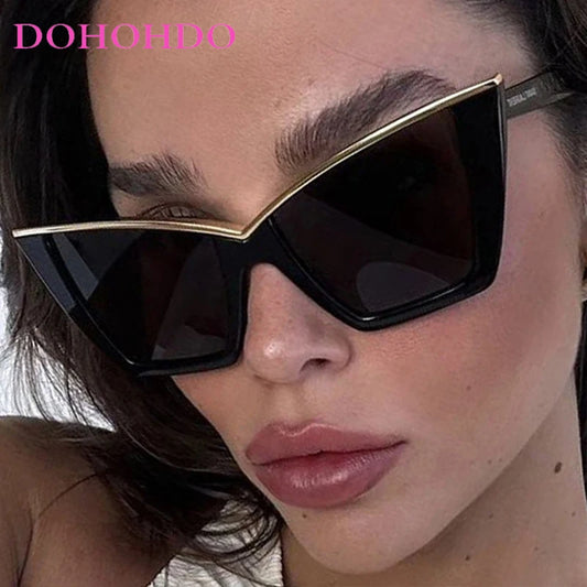Luxury Designer Y2K Fashion Oversized Frame Cat Eye Women Sunglasses Punk Brand Men Sunglass Drive Travel Hiking Eyewear UV400