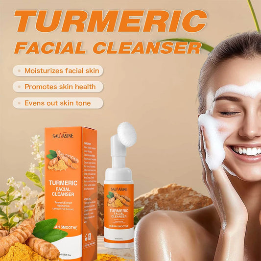 Turmeric & Lemon Brightening Face Wash – Daily Foam Cleanser with Brush