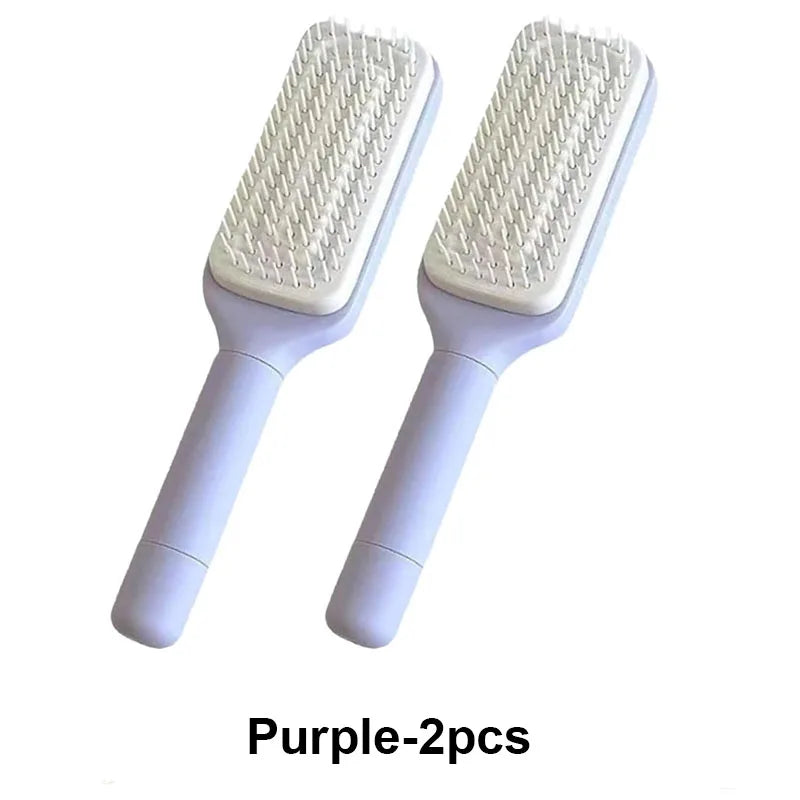 Self-Cleaning Hairbrush – Anti-Static Comb with Massage Bristles & One-Key Hair Removal