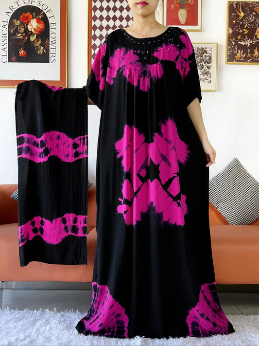Latest Holiday Party Dress – Bohemian Cotton Maxi with African-Inspired Print