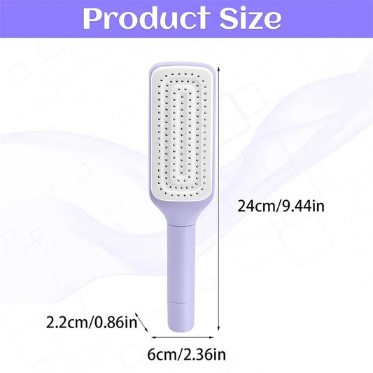Self-Cleaning Hairbrush – Anti-Static Comb with Massage Bristles & One-Key Hair Removal