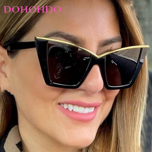 Luxury Designer Y2K Fashion Oversized Frame Cat Eye Women Sunglasses Punk Brand Men Sunglass Drive Travel Hiking Eyewear UV400