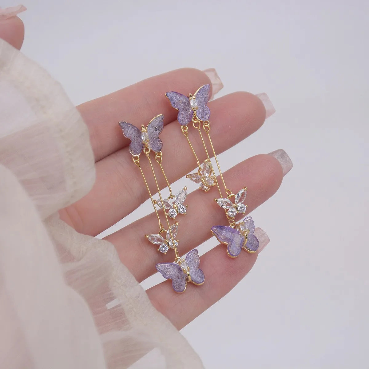 Elegant Butterfly Tassel Earrings – 925 Silver Sparkle