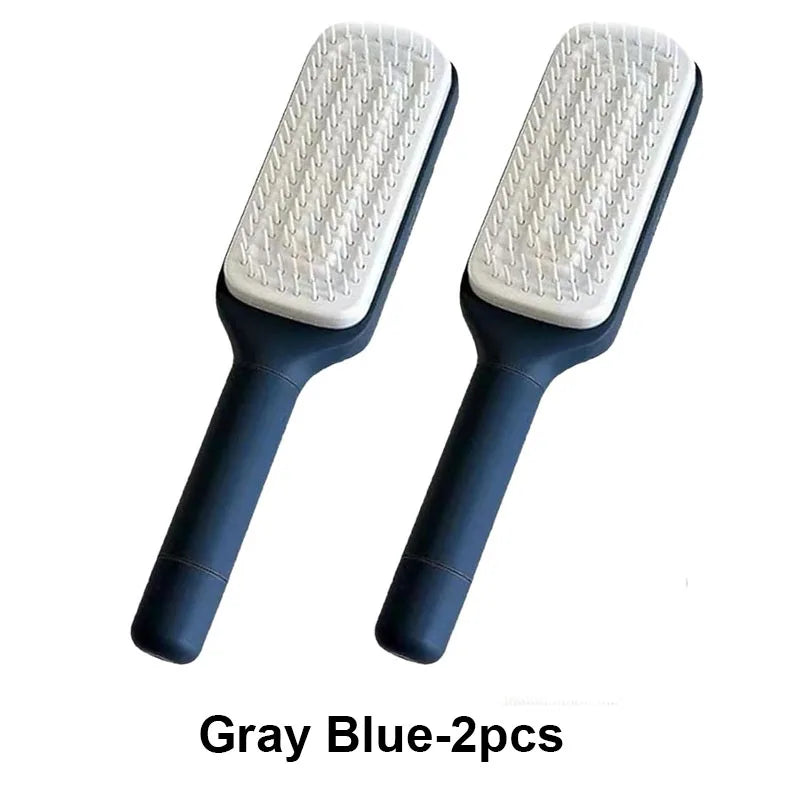 Self-Cleaning Hairbrush – Anti-Static Comb with Massage Bristles & One-Key Hair Removal