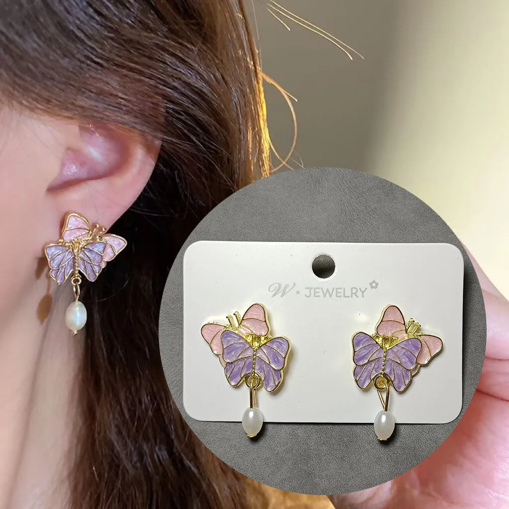 Elegant Butterfly Tassel Earrings – 925 Silver Sparkle