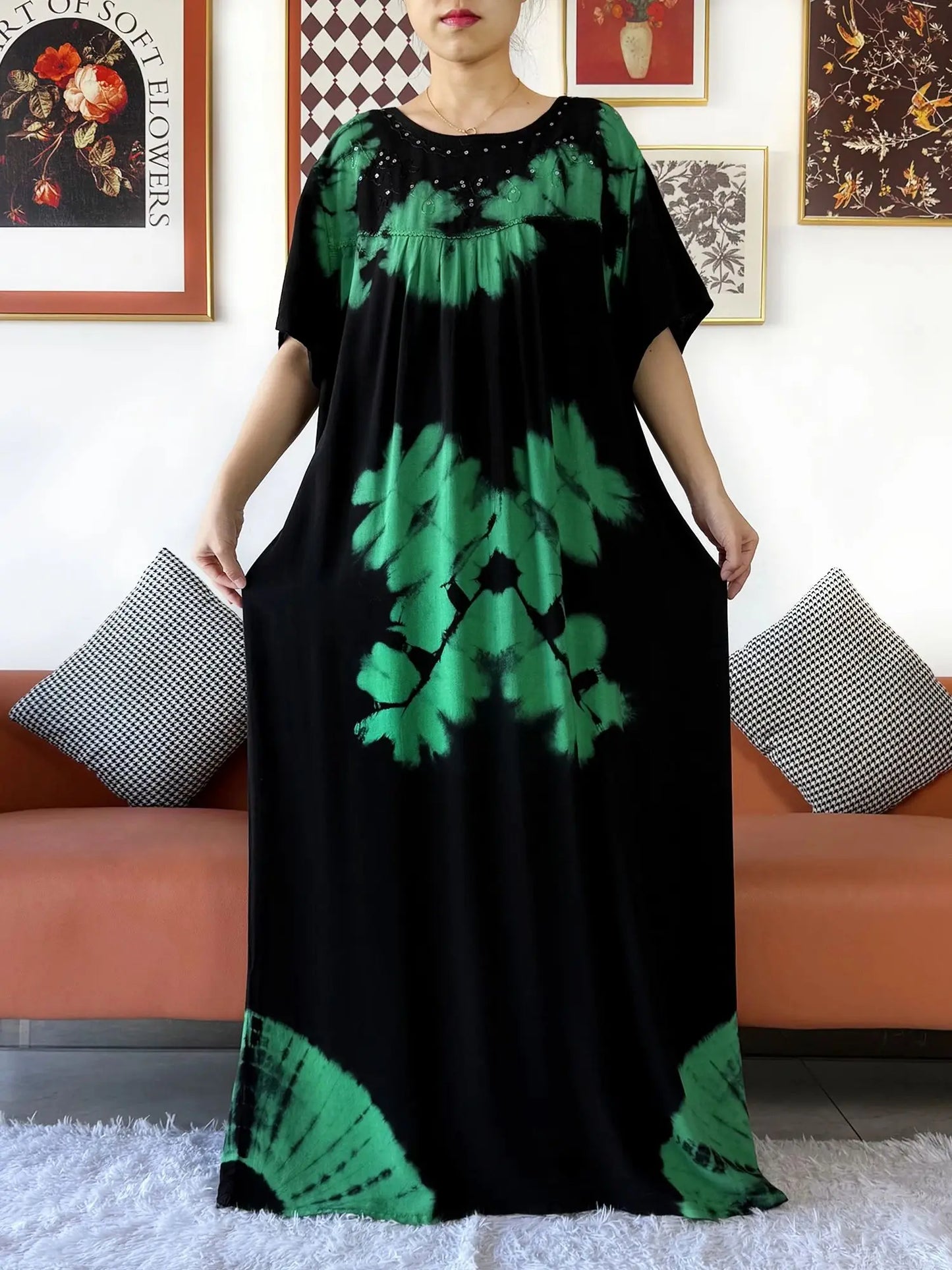 Latest Holiday Party Dress – Bohemian Cotton Maxi with African-Inspired Print