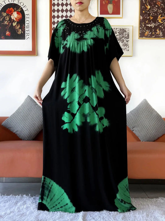 Latest Holiday Party Dress – Bohemian Cotton Maxi with African-Inspired Print