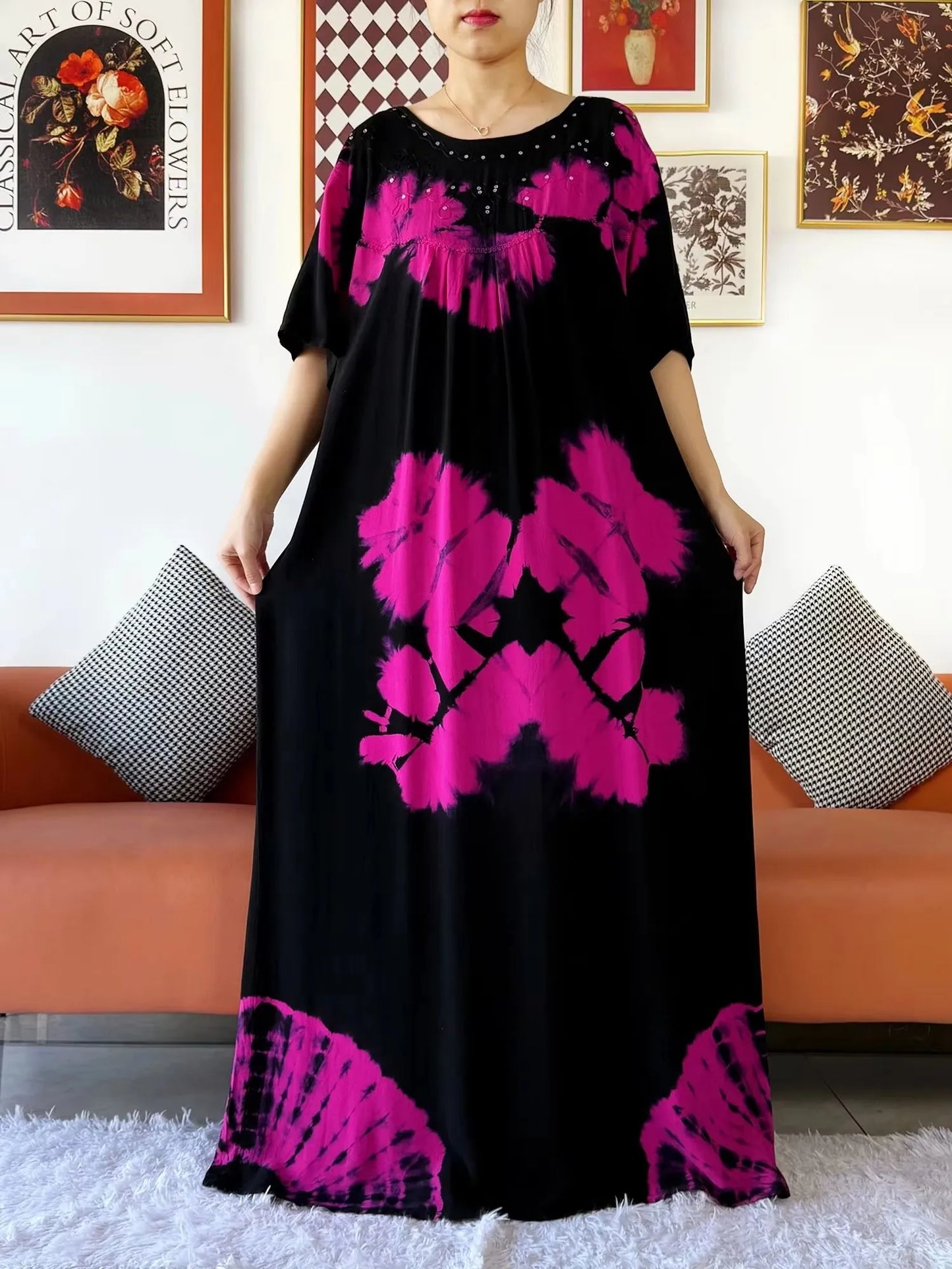 Latest Holiday Party Dress – Bohemian Cotton Maxi with African-Inspired Print