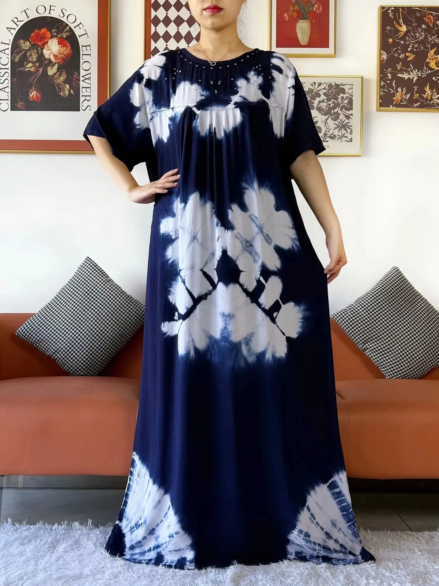 Latest Holiday Party Dress – Bohemian Cotton Maxi with African-Inspired Print