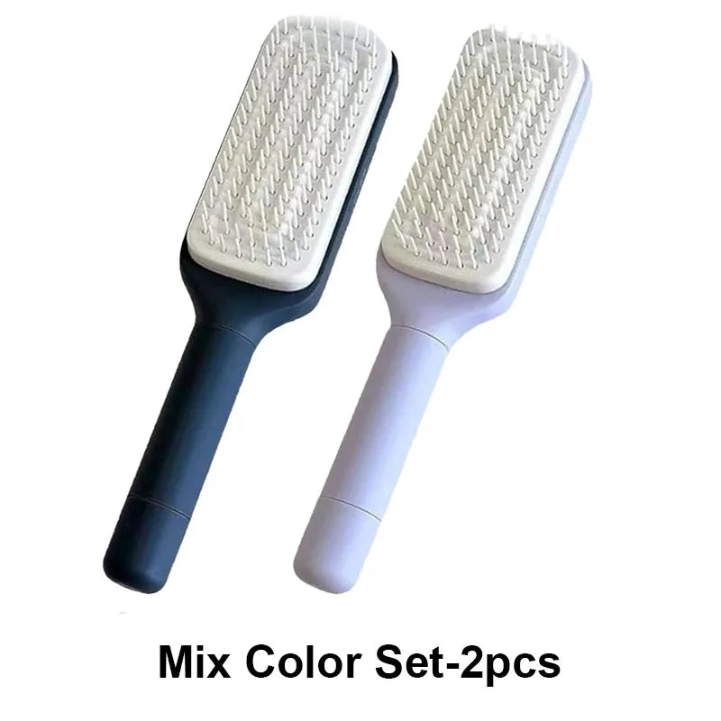 Self-Cleaning Hairbrush – Anti-Static Comb with Massage Bristles & One-Key Hair Removal